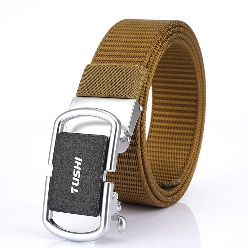 3.5cm Toothless Automatic Buckle Belt Men's Outer Nylon Casual Pants