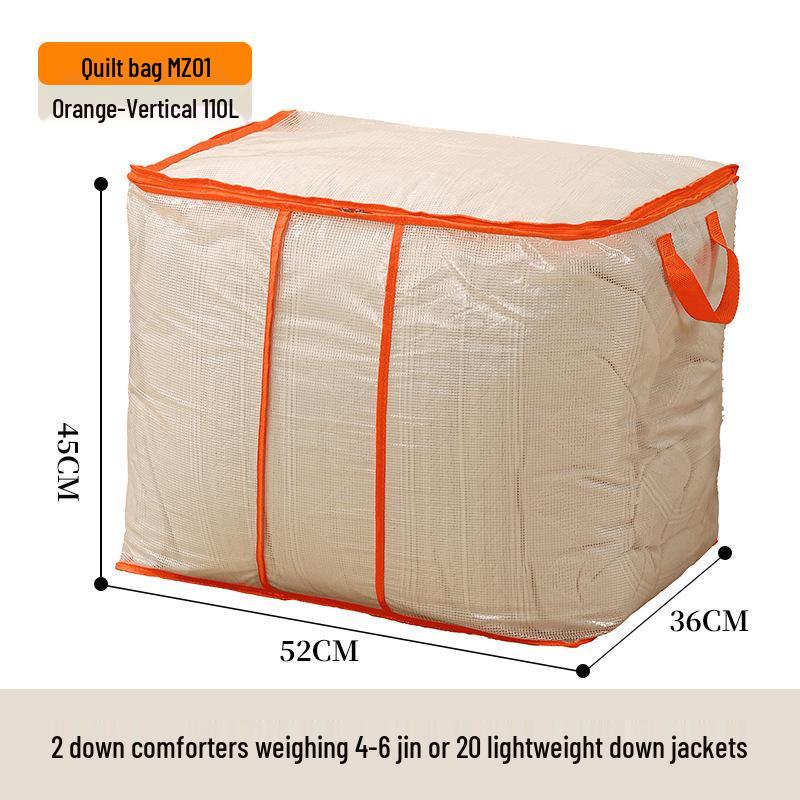 Large Capacity Transparent Quilt Storage Bag - Dustproof & Moistureproof Organizer for Bedroom & Dormitory.