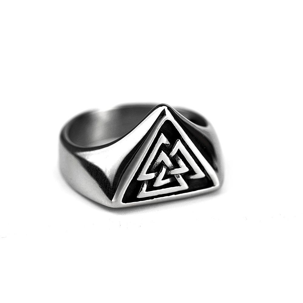 

Viking Triangle Symbol Ring Titanium Steel Hip Hop Jewelry For Men Stylish Durable Accessory no. 9