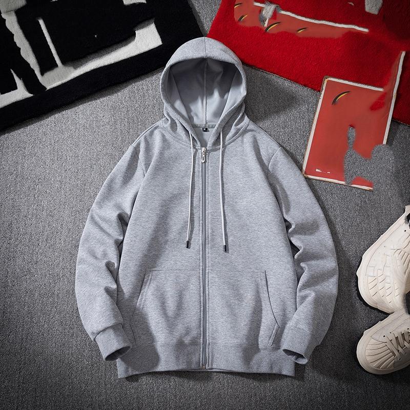 Hooded Cardigan Men's Sweater Loose Plus Velvet Thickened Youth Trend Solid Color Plus Size Jacket