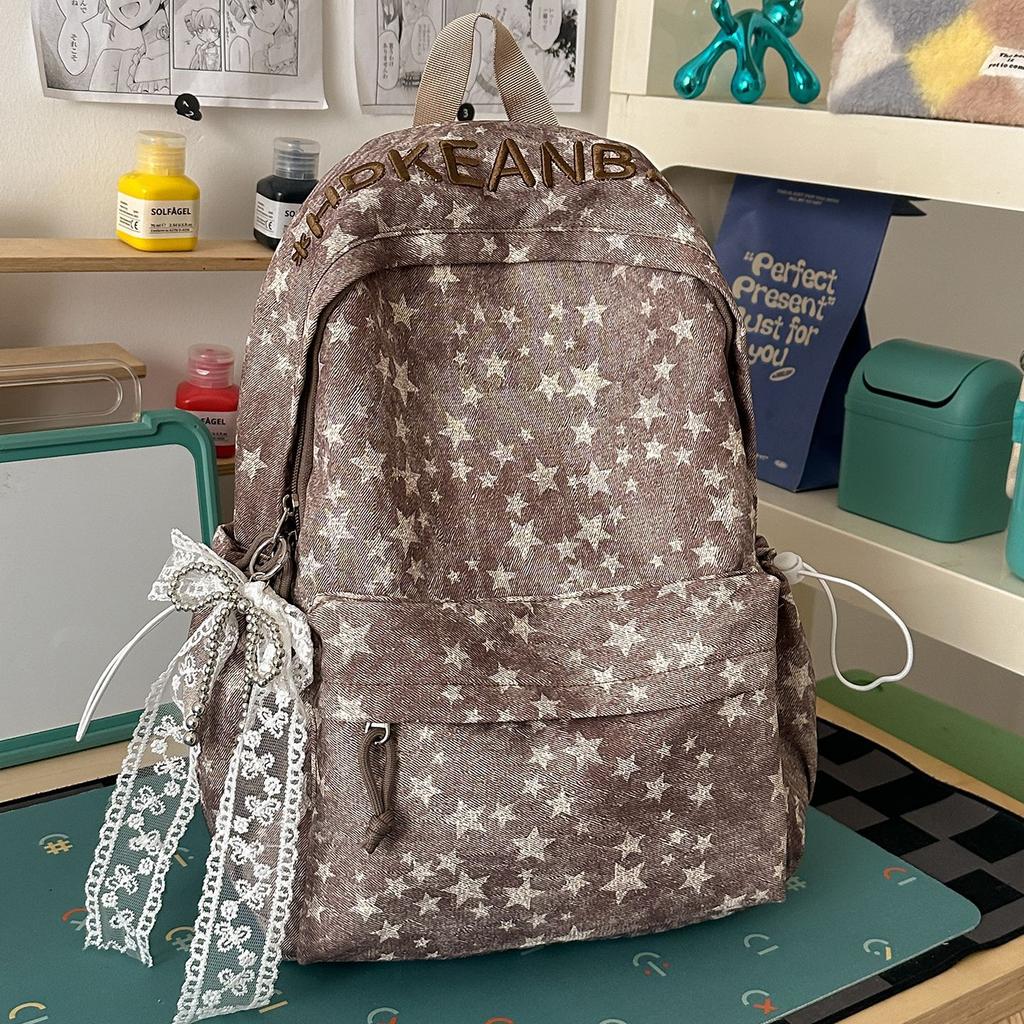 Schoolbag manufacturer large capacity solid color backpack popular junior high school students embroidery schoolbag travel new backpack women