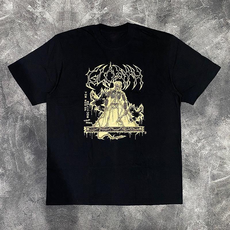 Bawełniany T-shirt Y2K Męski Ubrania Hip Hopowe Harajuku Graficzny Nadruk EMO Letni Krótki Rękaw Punk Rock Goth Streetwear