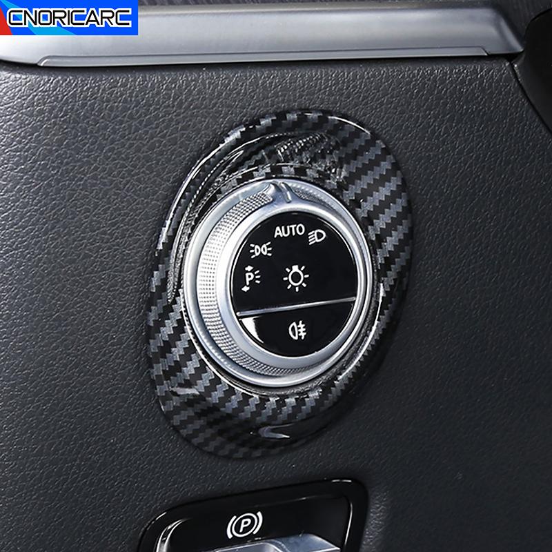 Carbon Fiber Color Car Headlight Switch Button Frame Head Lamp Trim For Mercedes Benz C Class W206 -23 Interior Accessories