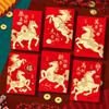 6PCS Red Envelopes With Horse Illustrations Paper New Year Gifts Money Holder for Birthday Wedding Celebration