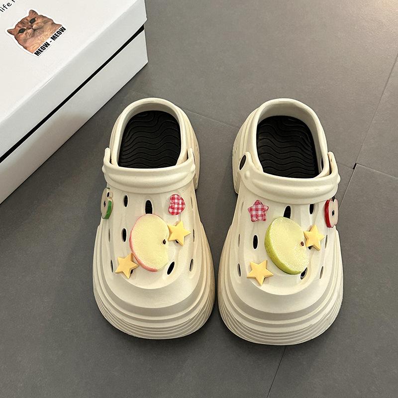 [BRSO] Thick-soled bag head cool slippers women's outer wear 2025 summer new versatile soft-soled breathable hole shoes