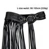 Black Leather Belt With Tassel Details For Summer Streetwear Fashion
