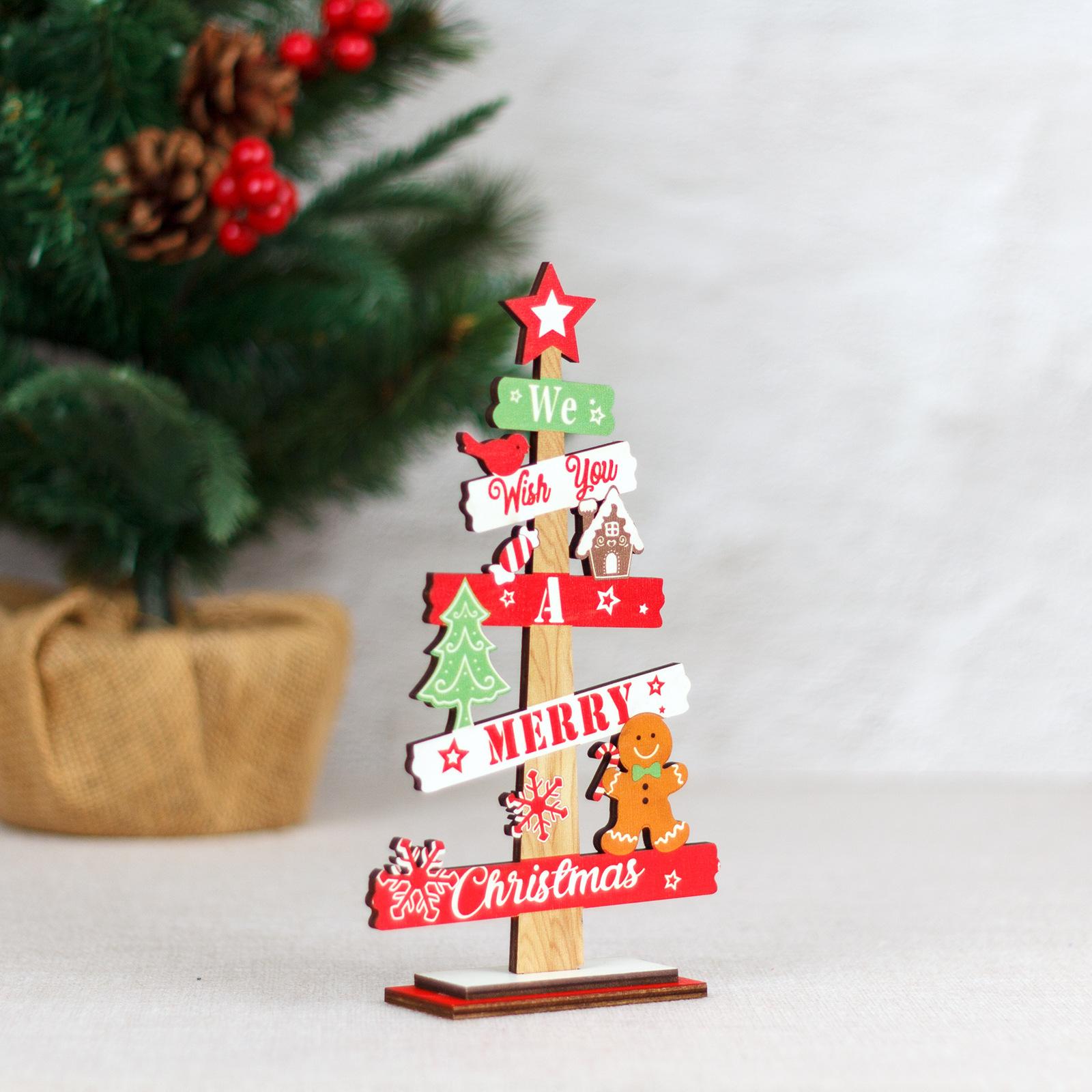 

Christmas Home Decoration, Colorful Wooden Christmas Table Setting, Cartoon Claus Wooden Ornaments One Size