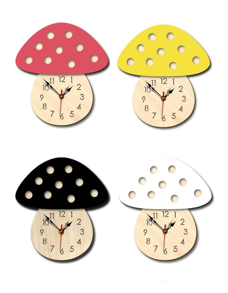 Mushroom Clock DIY Wall Clock Creative Cartoon Wall Acrylic Clock Home School Child Gift