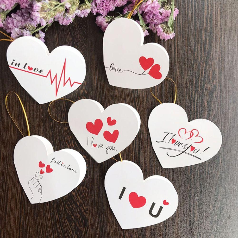 60Pcs White Heart Valentines Day Gifts Tags Gold Lanyard Handwritten Style Heart Paper Tag Small Cards Valentine's Day Labels