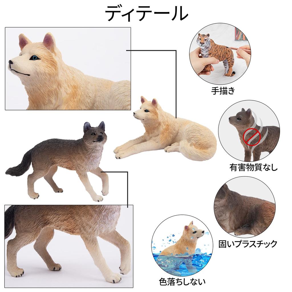 TOYMANY 8-Piece Wolf Figure Set, Realistic Animal Toys, Wolf Family, Popular Animals, Birthday Gift, Christmas, New Year's Decoration, Collectible,