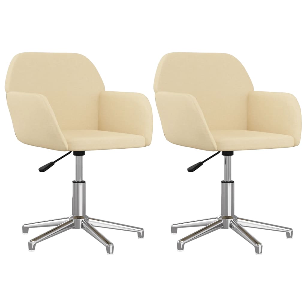 Dining Room Chairs 2 Pcs Swivel Cream Fabric