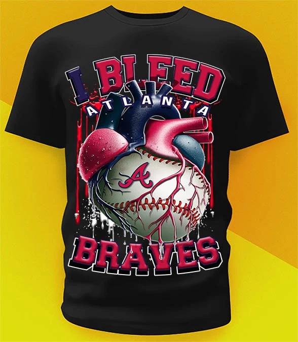 Atlanta Braves Bleed Shirt Sizes!! Youth-6XL L