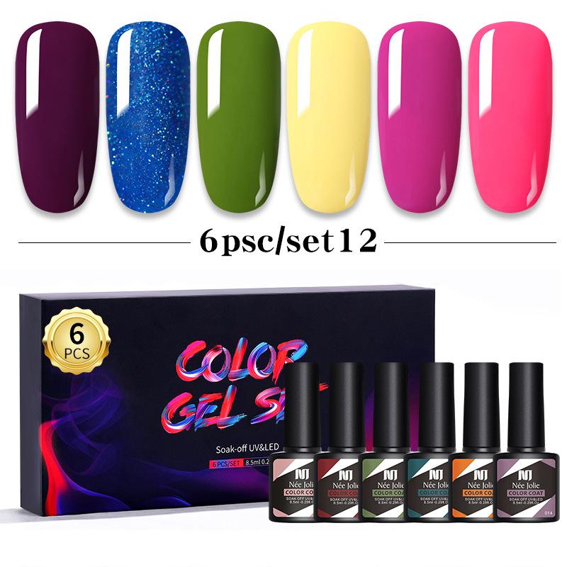 Nail Polish Glue Set 8Ml 6 Bottles Boxed Nail Art Barbie Glue Japanese Nail Color Glue Phototherapy Glue