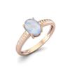 7X5mm Oval Moonstone 925 Sterling Silver Rose Vermeil Solitaire Women Engagement Ring