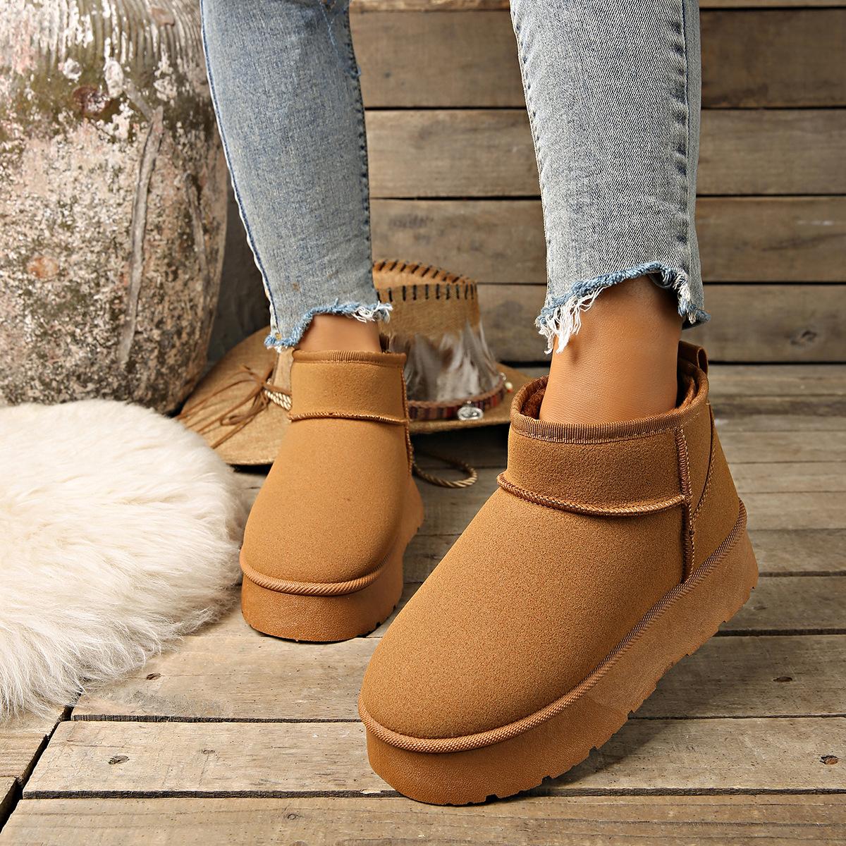 

Женские зимние ботинки с мягкой толстой подошвой для увеличения роста, повседневное тепло осенью и зимой, хлопковая обувь, на одну ногу больше 41 верблюд