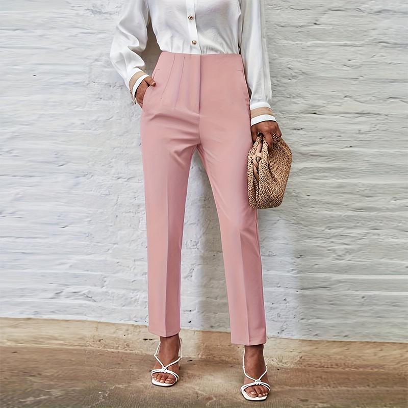Women's High-Waisted Slimming Solid Color Suit Pants, New 2024 Casual Carrot Style