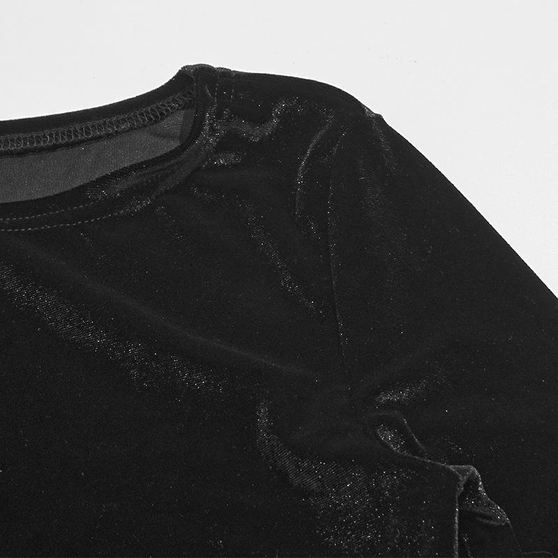 2025 Spring Women's Long Sleeve Round Neck Patchwork Dress - Solid Color