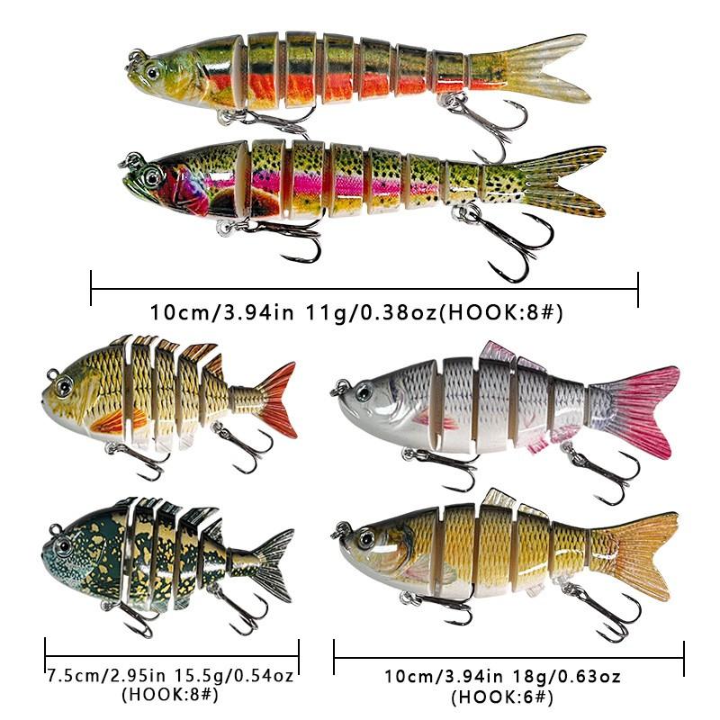 6-Piece Set Bionic Multi-Jointed Swimming Lure Hard Bait Freshwater Saltwater Fishing Bass Pike