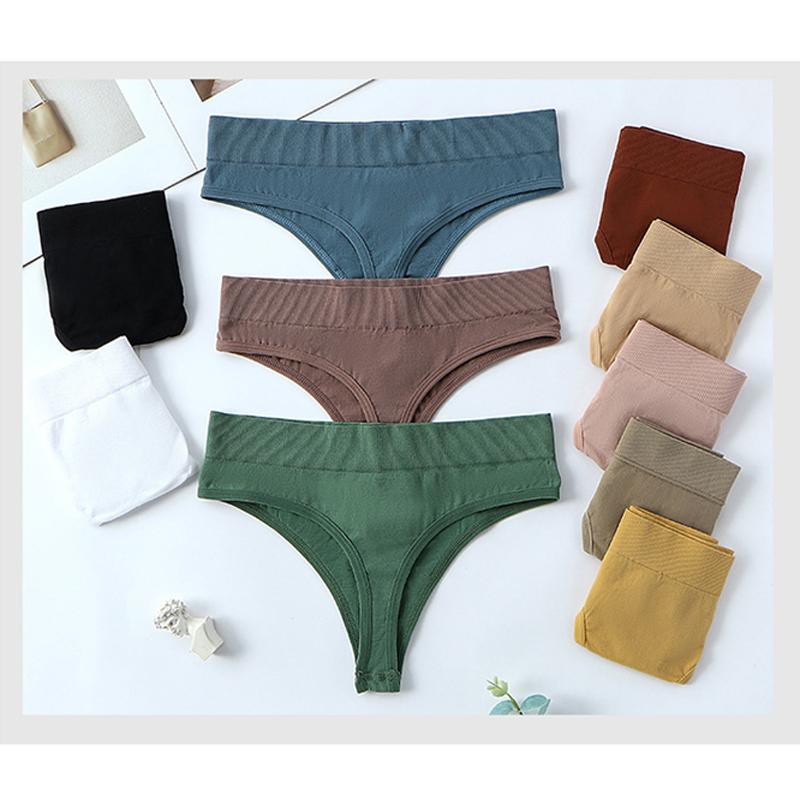 Women Solid 3PCS/Set Panties Sexy Middle Waist G-String Thong Femal Soft Nylon Lingerie Stretch T-Back Thong Underwear