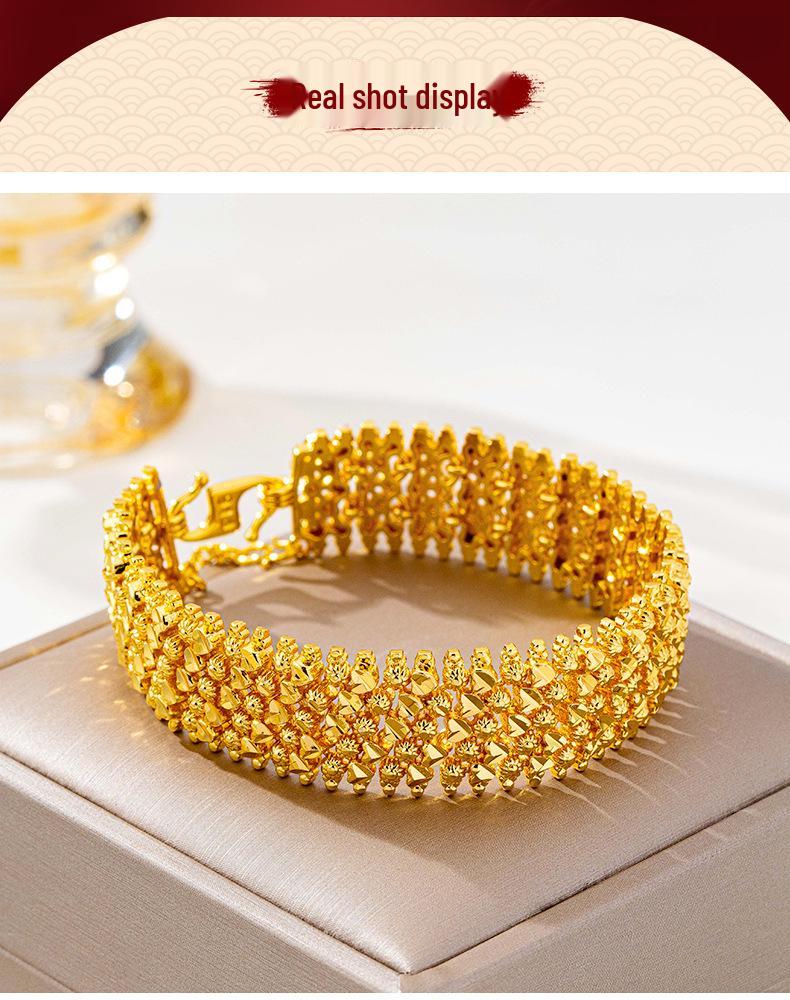 Retro Gold Heart Bead Bracelet for Women - High-End Imitation Southeast Asian Jewelry, Versatile Accessory