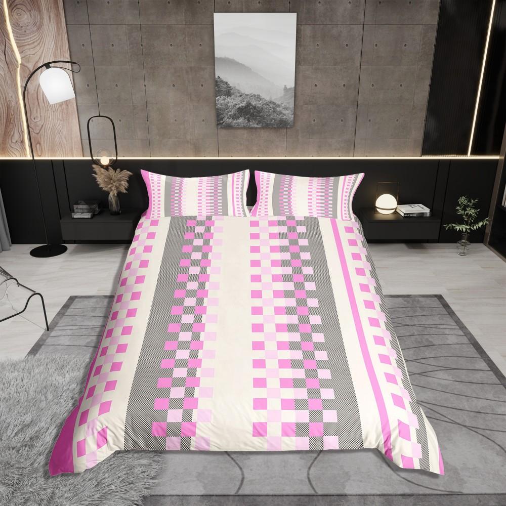 

Homewish Chic Abstract Teens Duvet Cover Set,Black Square Checkered Bedding Set,Modern Buffalo Plaid Reversible Bed Set DE XS 100x135cm 2pcs&set
