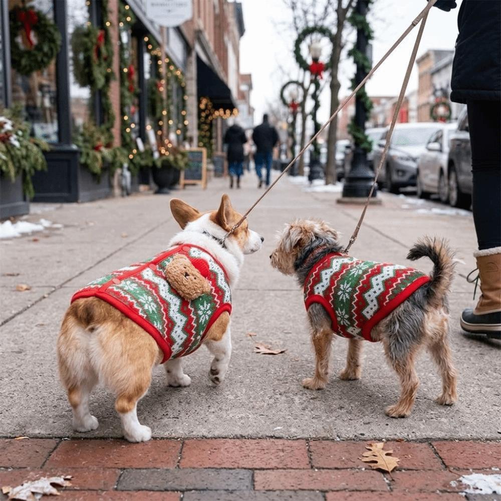 3D Bear Design Christmas Pet Knitted Vest Thickened Warm Dog Vest Jacket Winter Dog Coat Cat Dog