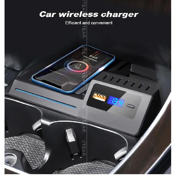 Car Wireless Charger For Mercedes-Benz C Class C300 W205 GlC Amg Accessories Fast Phone Charging Plate Adapter 2016-2022