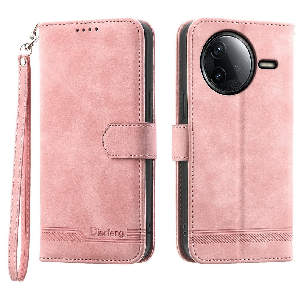 DIERFENG DF-03 For Xiaomi Redmi K80 5G/Poco F7 Pro 5G Case Lines Imprint Wallet Leather Phone Cover