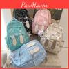 Trendy Girls Graffiti Bunny Ear Backpack Spacious And Adorable School Bag Black Pink Blue Green Khaki