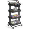 SONGMICS 4-Tier Storage Trolley, Rolling Trolley with Handle, 2 Small Organisers, Steel Frame, Steel Baskets, Utility Cart, Easy Assembly