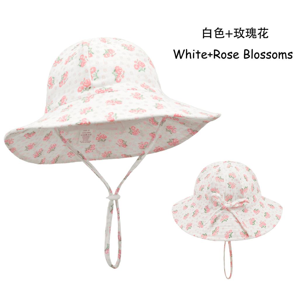 Newborn Boys Girls Bucket Hat Summer Kids Toddler Panama Cap 0 to 48 Months Soft Cotton Baby Sun Hat flower printing Cute Bunny