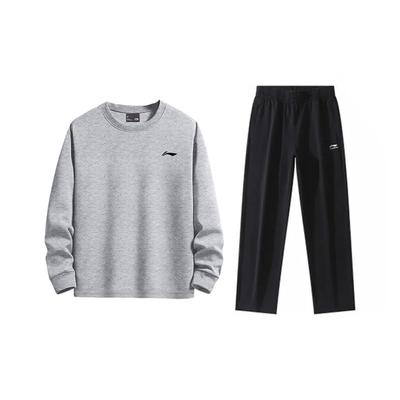 Simple Solid Color Loose Comfortable Round Neck Pullover Long Sleeve Sweatshirt Casual Sports Suit Unisex Sweatshirt YTLV061-3+AKLUC03-1