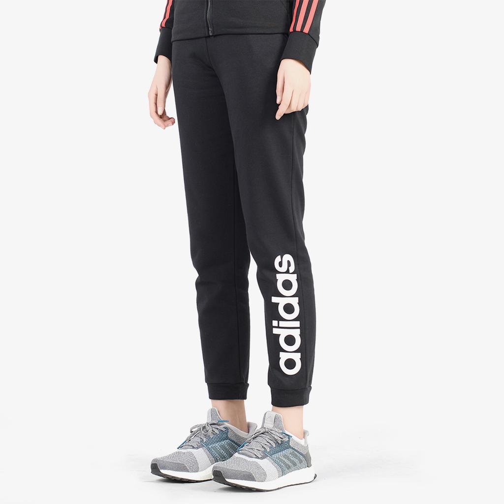 Adidas Letter Print Mid-Rise Comfortable Soft Simple Knitted Sports Pants Women Pants Black CV7573