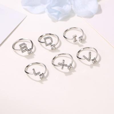 Verstellbarer offener Ring mit Alphabet von A bis Z für Paare, Ehering, Schmuck, Accessoire, Geschenk