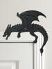 Black Dragon Door Topper Decor, Gothic Wall Art Ornament, Wooden Fantasy Home Hanging Decoration for Bedroom & Living Room Gift