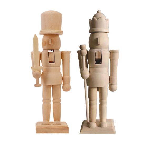 18CM Noël Bois Non Fini Figurine Casse-Noisette Bricolage Vierge Non Peint Figurine de Soldat Ornement Décoration Fête de Vacances