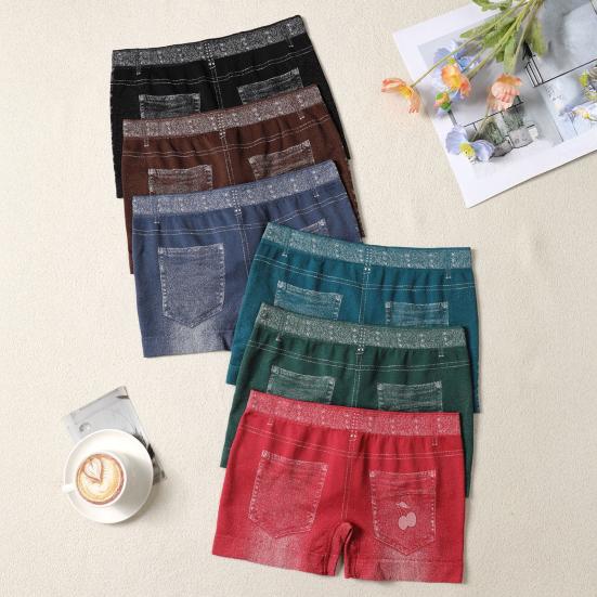 Imitation Denim Shorts for Women High Waisted Skinny Fake Jean Shorts Stretch Boyshort Panties Ladies Boxer Briefs