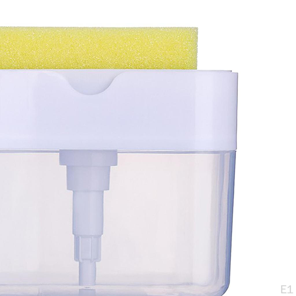 Compact Lightweight Soap Pump Dispenser with Sponge Scrubber Holder Tray for Cleaning Dishes, Bowls,