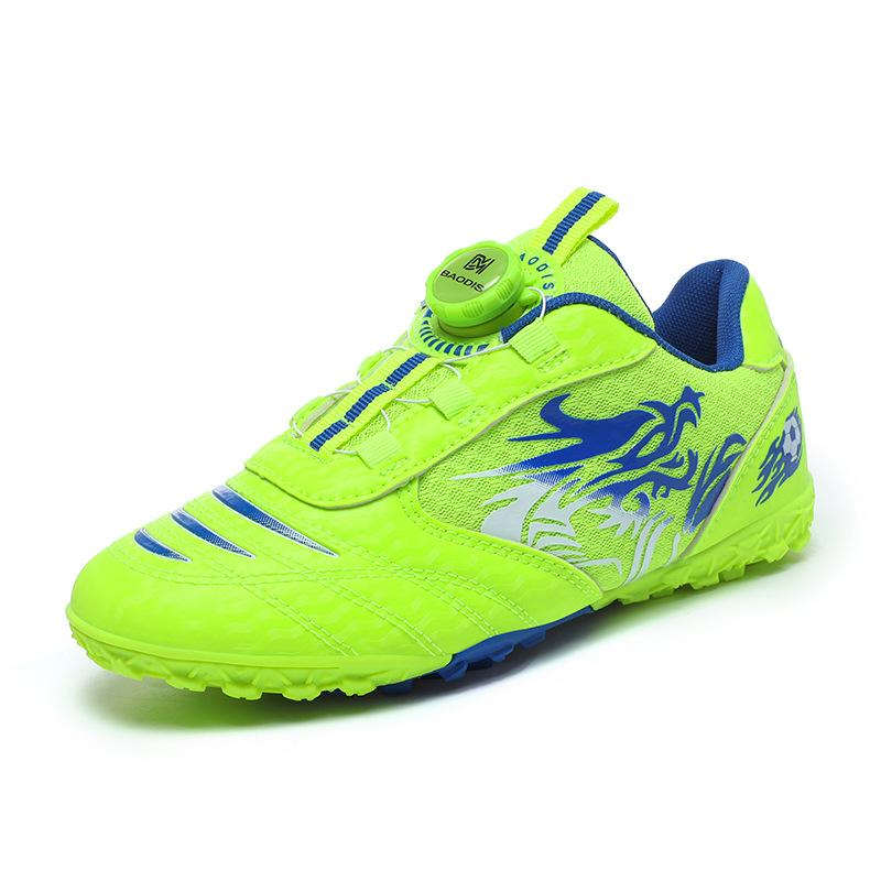Children's football shoes new student boys sports TF rotating buckle short nail five-a-side indoor leather foot training shoes men
