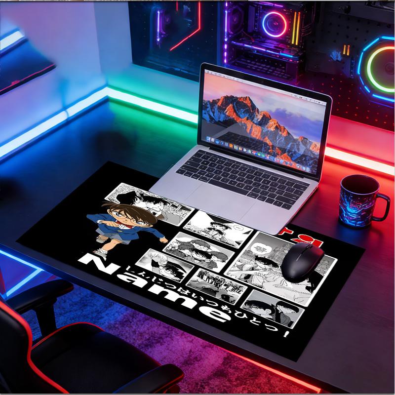 Custom Name Personalized Detective Conan Pattern Mousepad, Laptop PC Desk Mat, Decorative Desk Mat for Home Keyboard Pad Gift