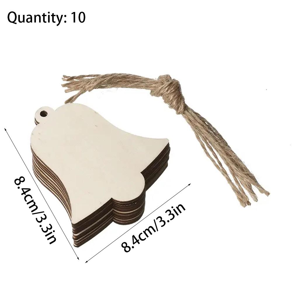 10/100Pcs Christmas Unfinished Wooden Snowflake Elk Ornaments Hanging Cutouts Blank Wood Slices with Cord Craft Embellishments