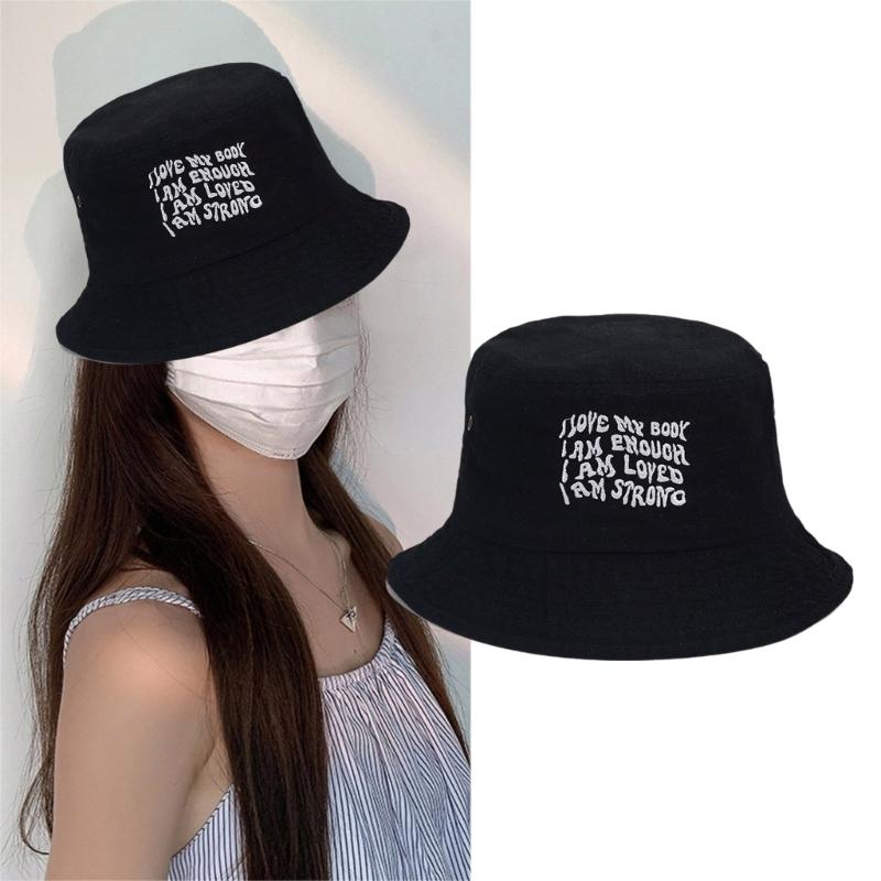 Embroidery Bucket Hat for Adult Outdoor Breathable Summer Spring Fisherman Hat
