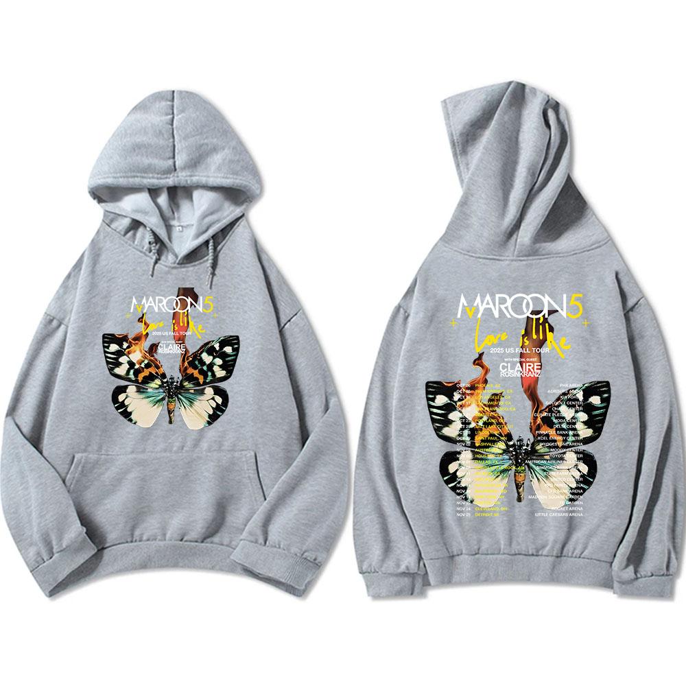 Love Is Like Tour Hoodies MAROON 5 Band Graphic Sweatshirts Long Sleeve Male Hooded Pullovers Streetwear Hip Hop Men Hoodie