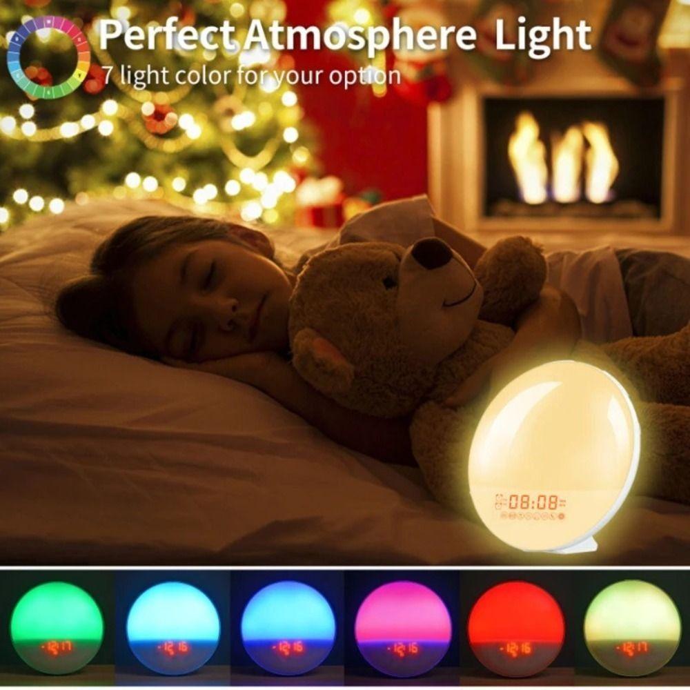 Sunrise Simulation Sunrise Alarm Clock 7 Colors Sleep Nightlight Wake Up Light Clock  Sleep Aid