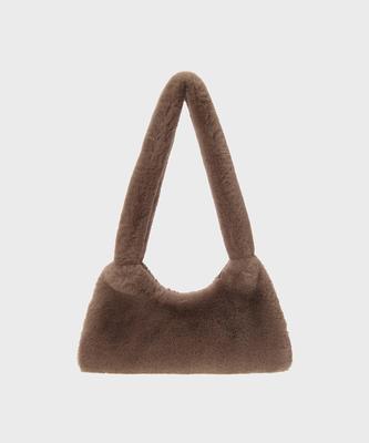 Molliolli Flat Bag Faux Fur Mini Shoulder Bag Winter Bag [Light Brown]