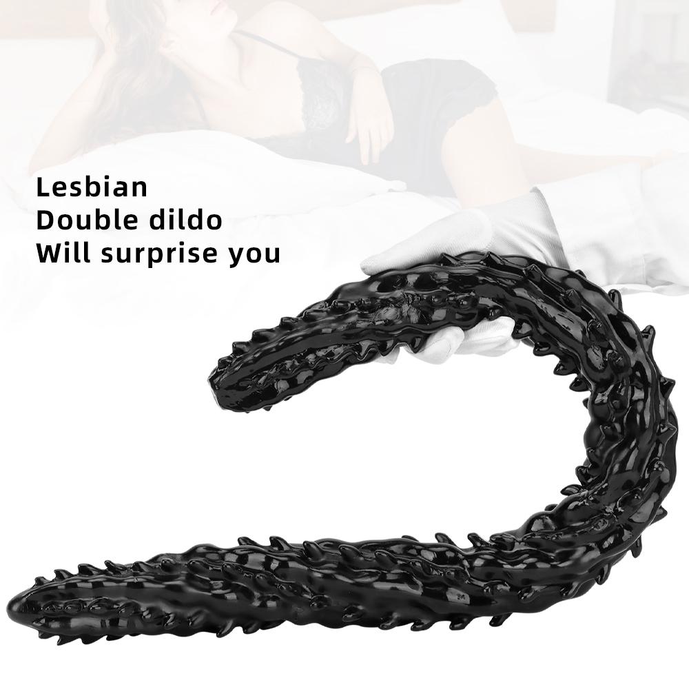 Weiblicher übergroßer doppelköpfiger Drache mit Widerhaken am Hinterhof, Analplug, weibliches Masturbationsgerät, weicher Penis