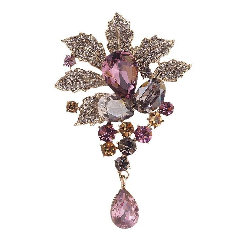Retro Bodhi Leaf Brooch, High-end Women's Elegant Crystal Brooch, Luxurious and Sophisticated Brooch