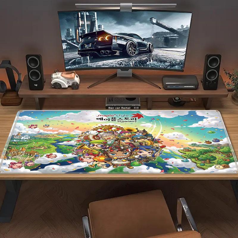 MapleStory Χρωματιστό Επιθέμα Ποντικιού Μεγάλο Μαξιλάρι Τραπεζιού Παιχνιδιών Αντιολισθητικό Laptop Tablet Μεγάλο Επιθέμα Ποντικιού XXL Στρώμα Mini PC Playmat Με Κλειδωμένη Άκρη