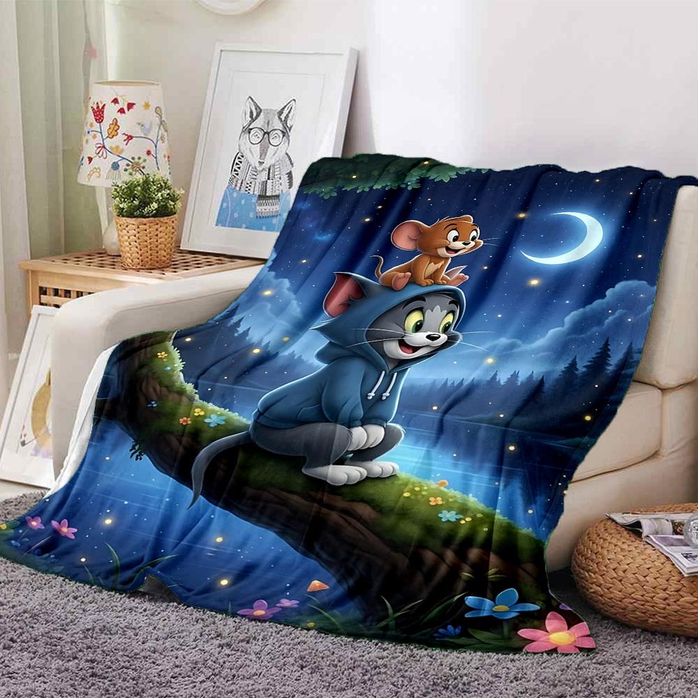 

1pc Tom Jerry Flannel Blanket Soft Warm Throw for Home, Office, Travel, All-Season Cozy Bedding GiftL1152 80cmx120cm(31inx47in)