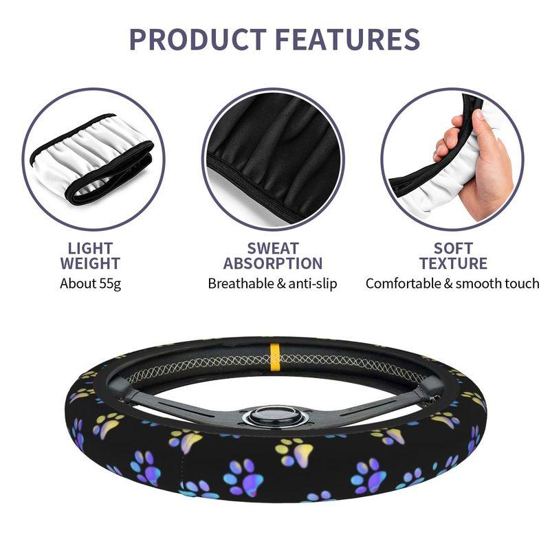 Blue Yellow Galaxy Paw Prints Steering Wheel Cover Pretty Puppy Pet Steering Wheel Protector 14.5-15 Inch Car Accessories